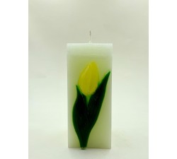 Świeca z tulipanem - żółta